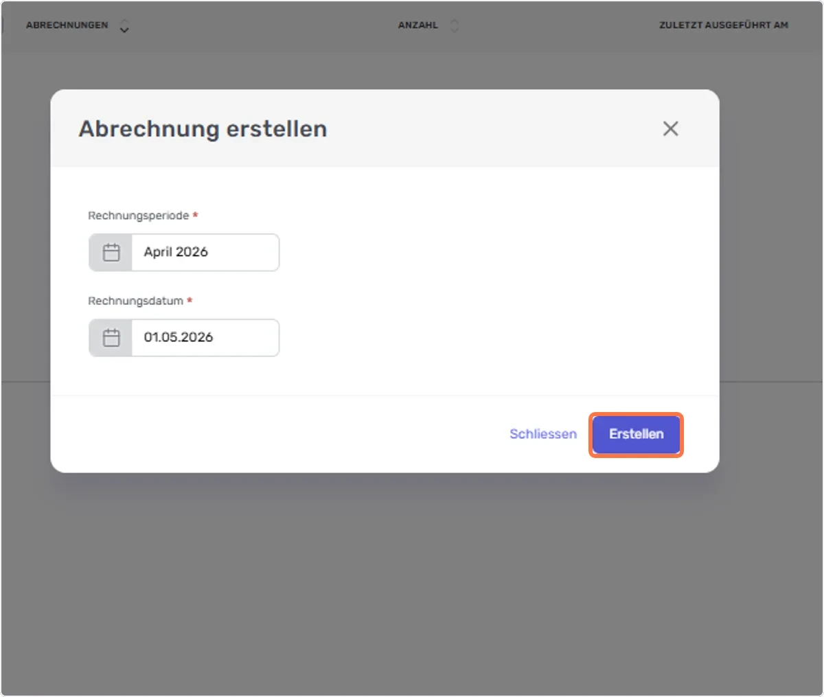 Abrechnung erstellen