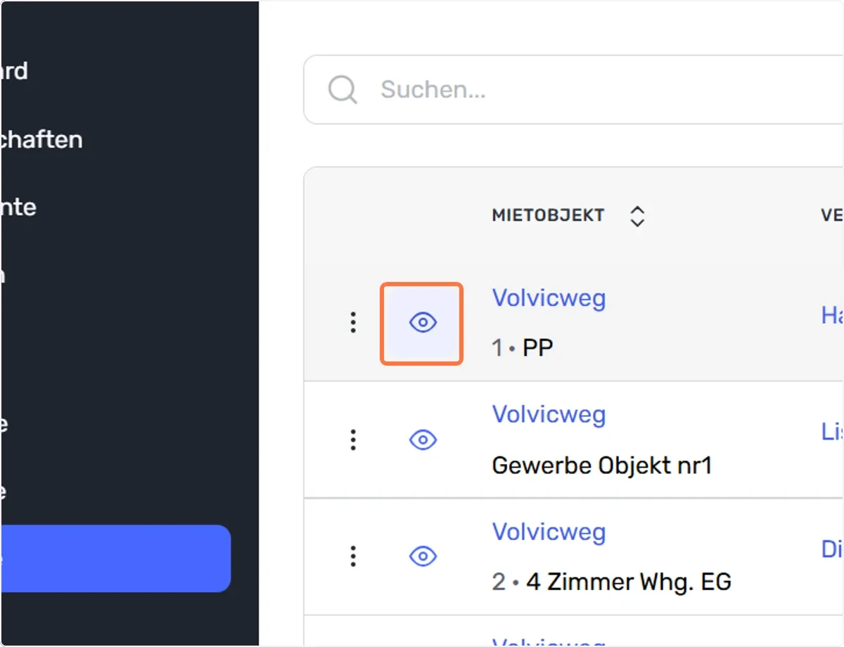 Auge beim Nebenvertrag anwählen
