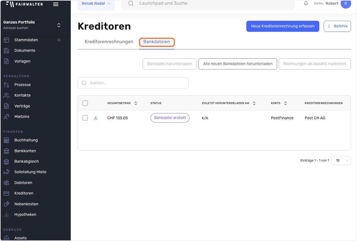 Bankdateien finden