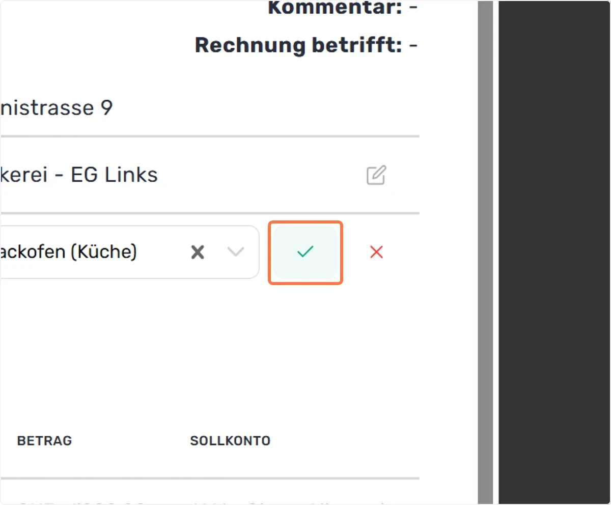 Bestätigen Sie nun durch das Anklicken des grünen Häkchens
