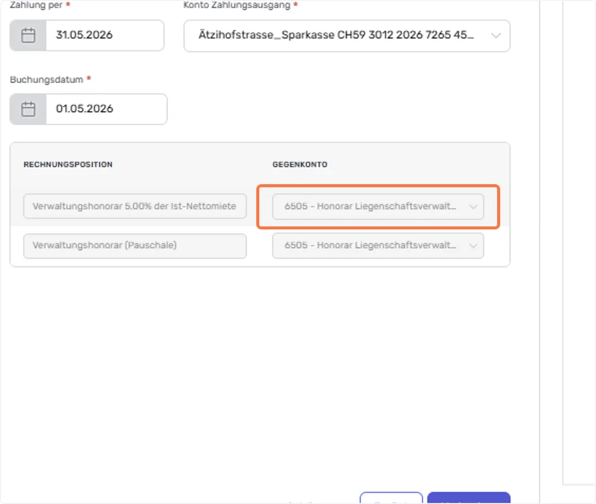 Buchhalterische Verbuchung