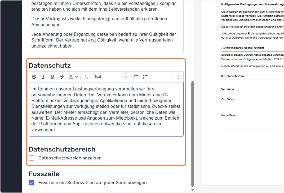 Datenschutzbereich