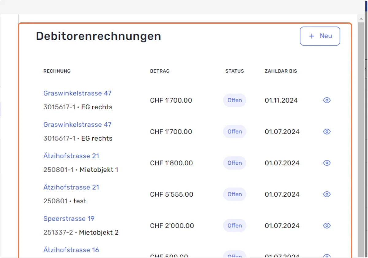 Debitorenrechnungen