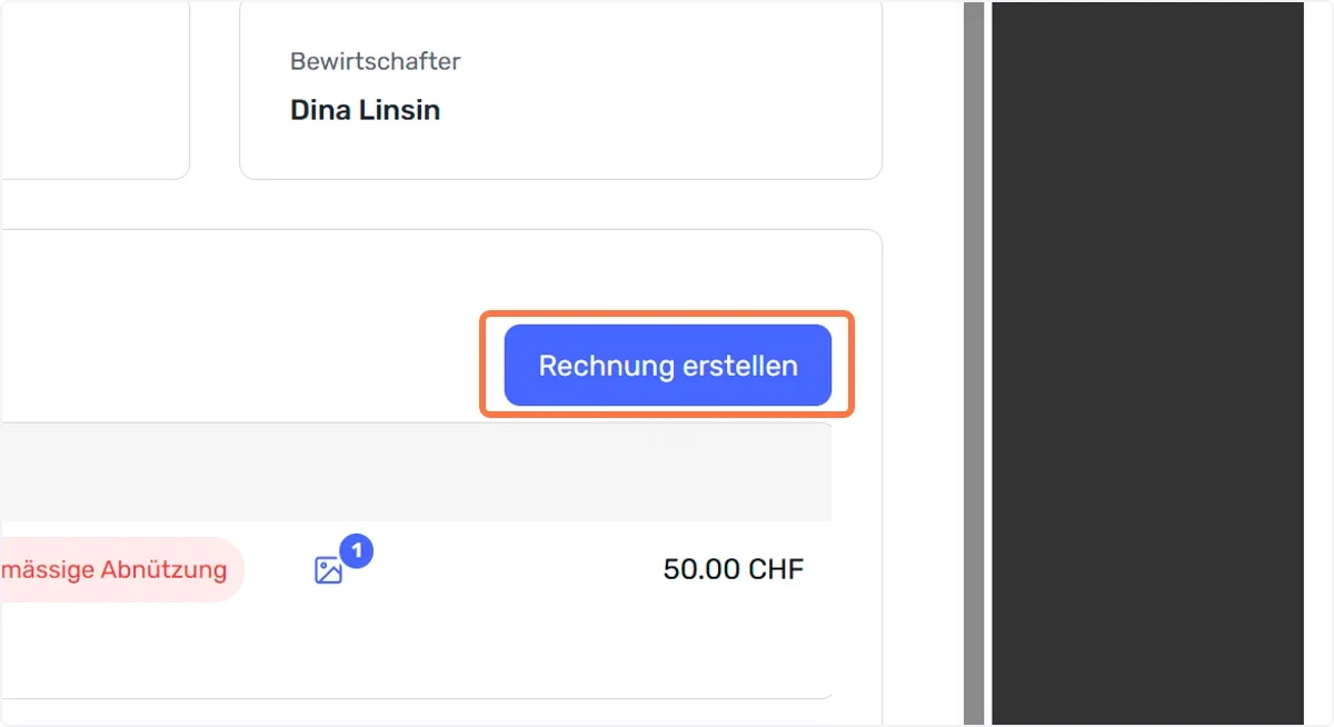 Erfasste Schäden / Rechnung erstellen