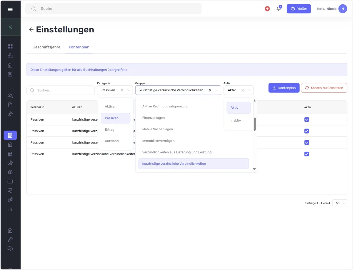 Filtermöglichkeiten