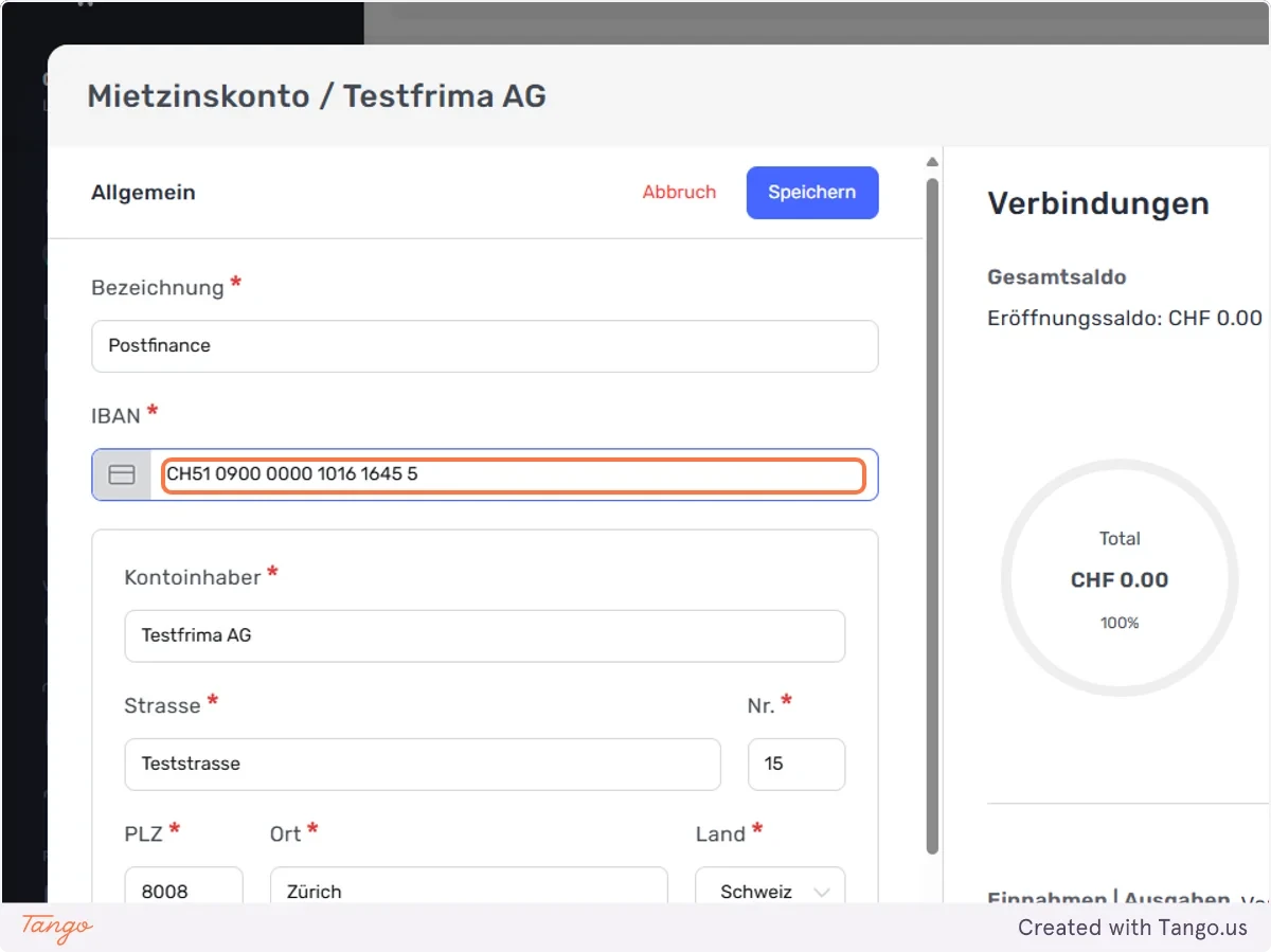 Geben Sie nun die neue IBAN-Nummer an