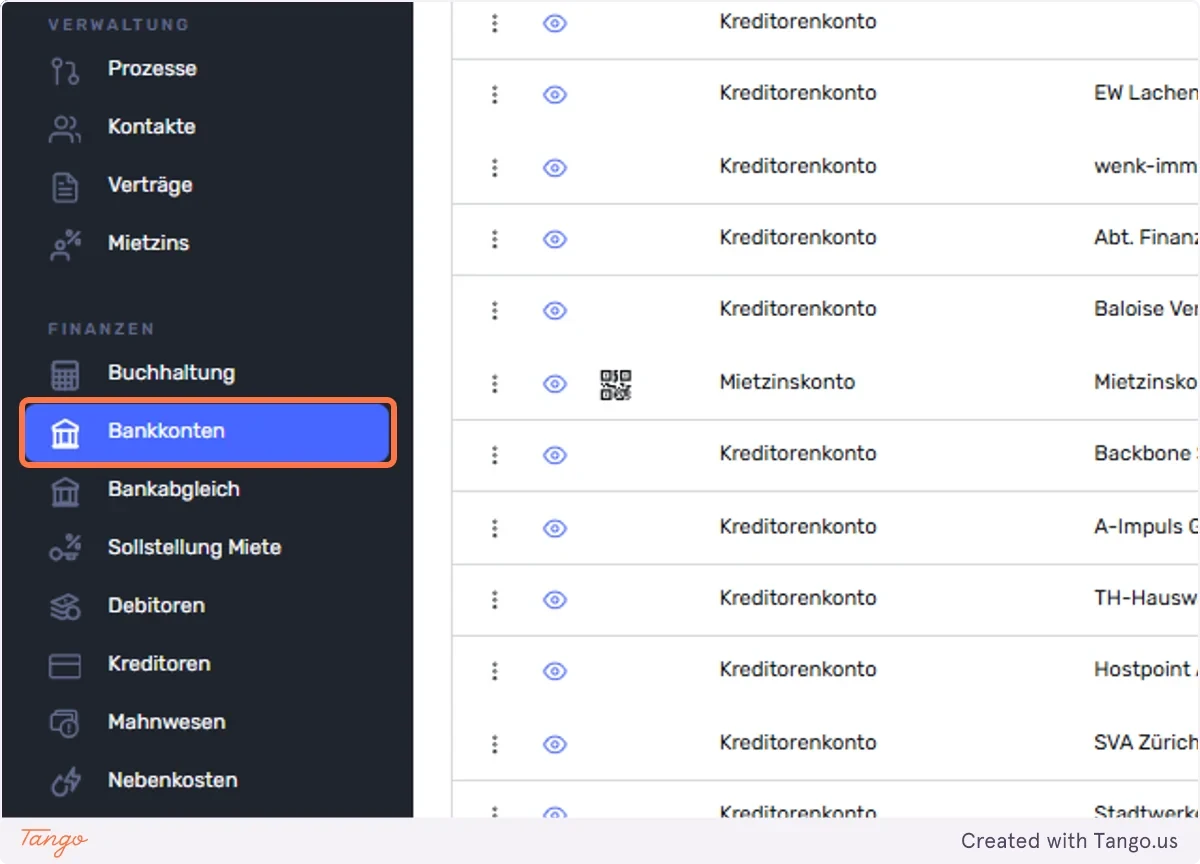 Gehen Sie zu Bankkonten