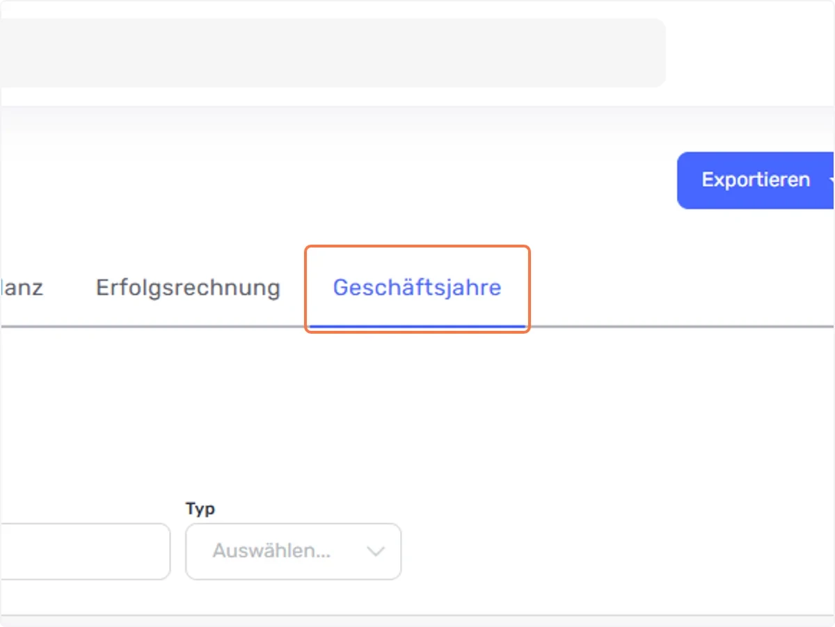 Gehen Sie zum Reiter “Geschäftsjahre”