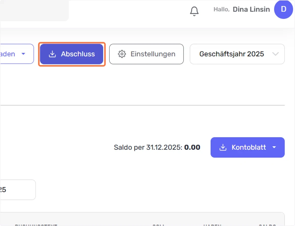 Geschäftsjahr auswählen und Abschluss erstellen