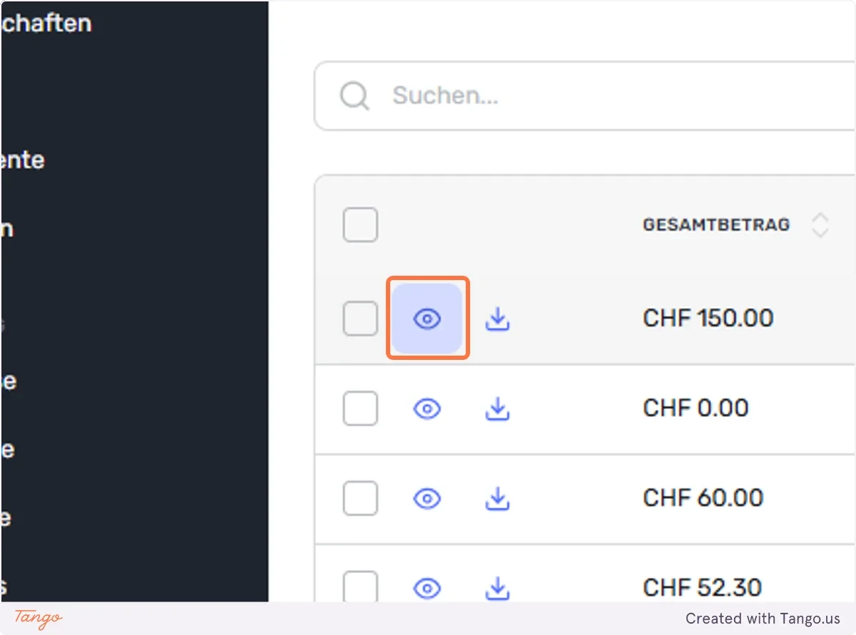 Klicken Sie bei dem zu löschenden / zu bearbeitenden File auf das ’‘Auge’’