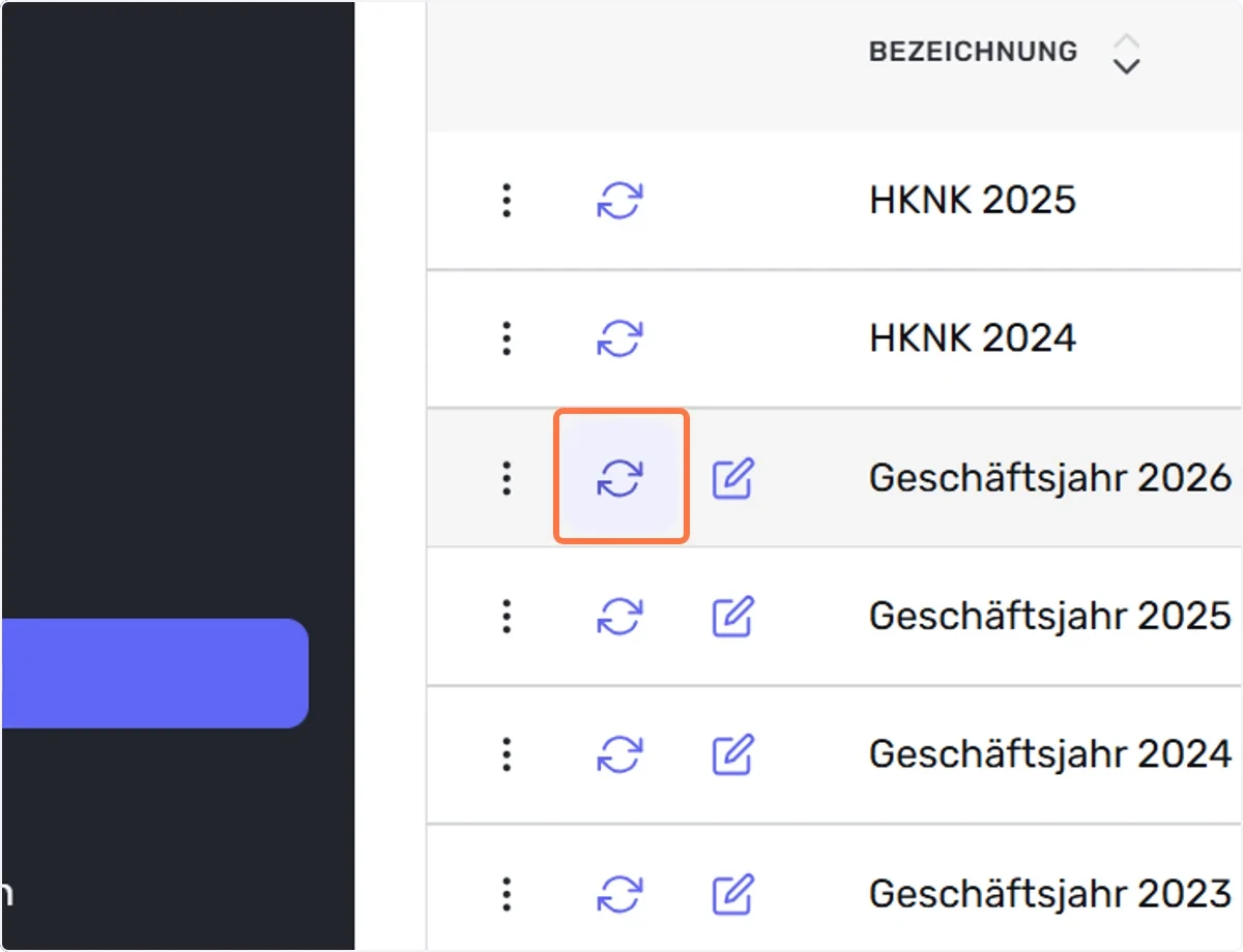 Klick auf Eröffnungsbuchungen aktualisieren