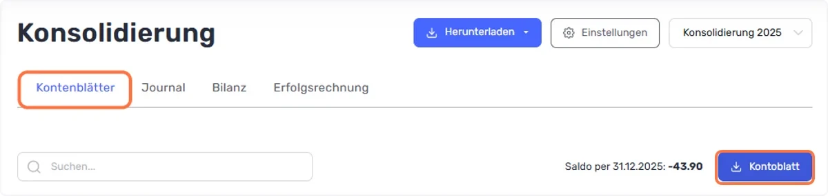 Klick auf Kontoblatt