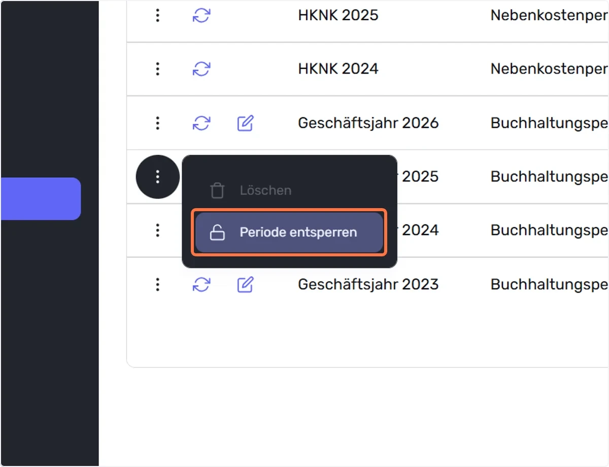 Klick auf Periode entsperren