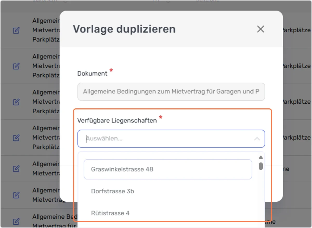 Klick auf Vorlage duplizieren…
