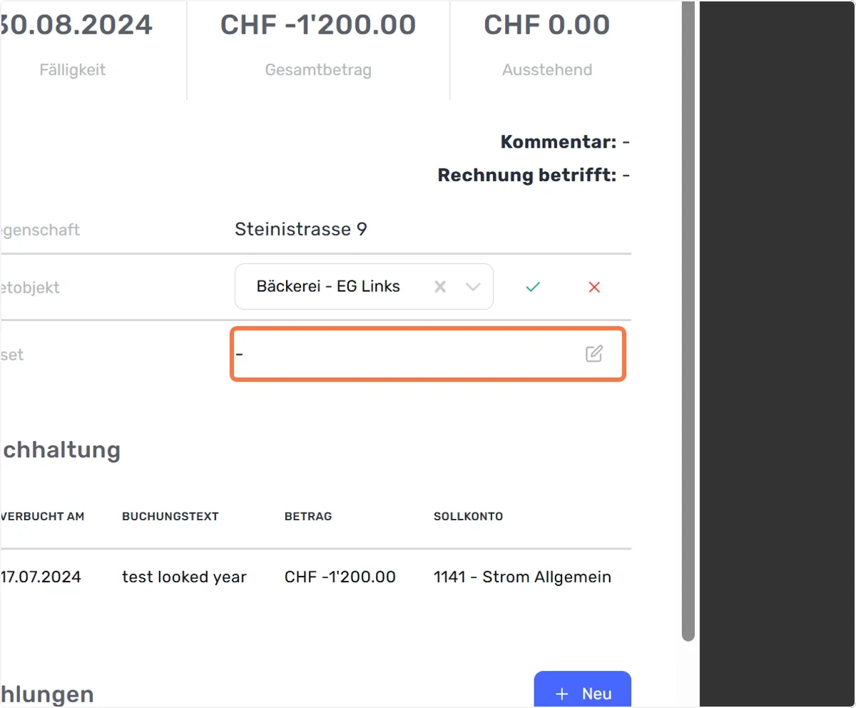 Klicken Sie nun bei Assets auf Bearbeiten