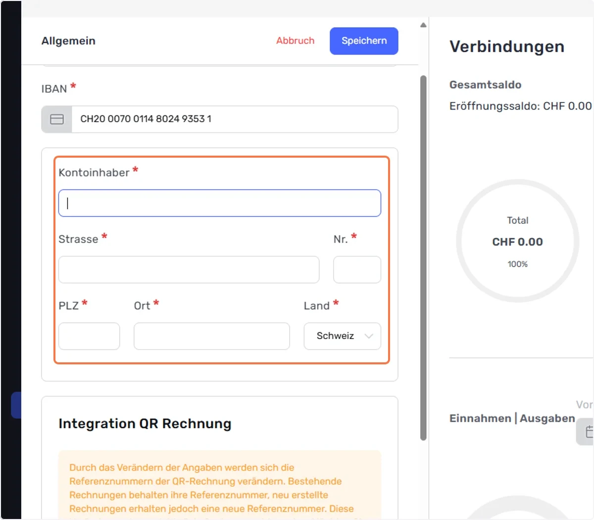 Kontoinhaber Angaben