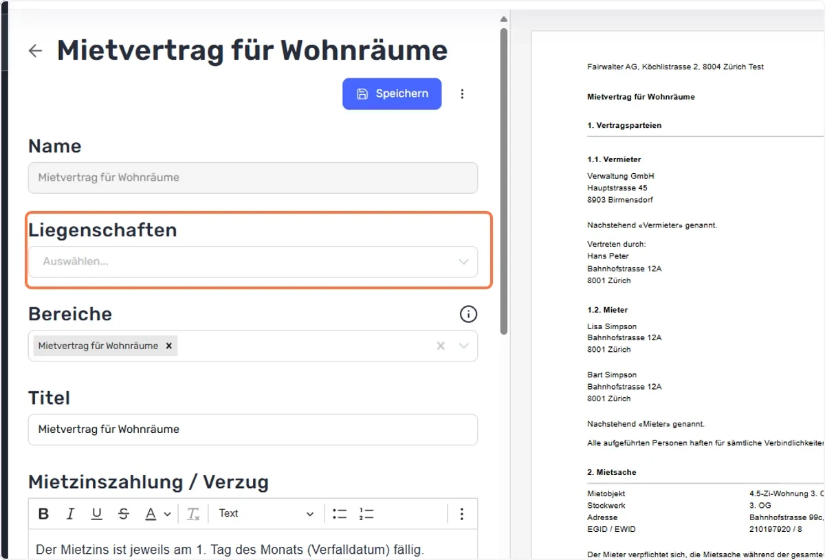 Liegenschaften verknüpfen