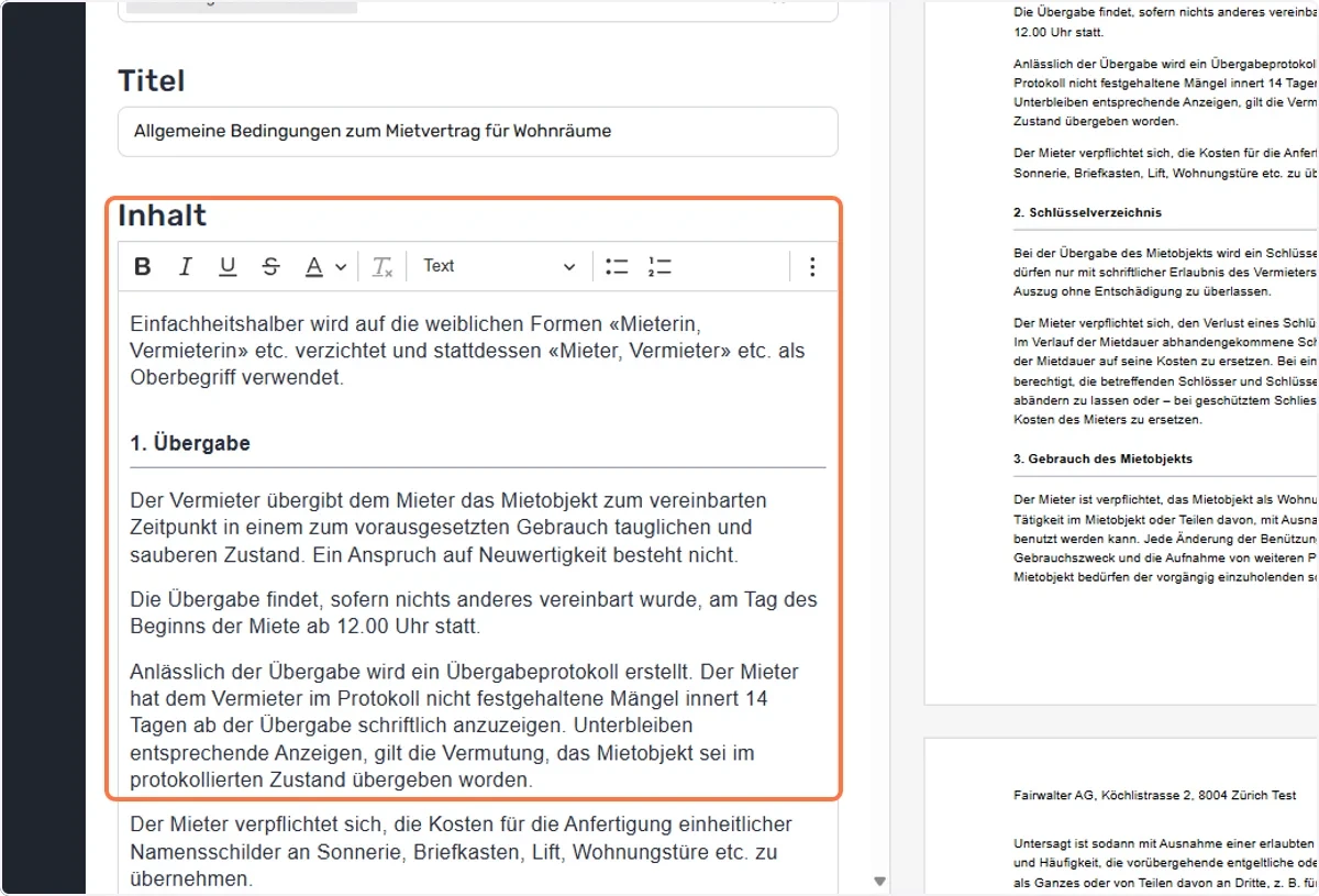 Texte anpassen