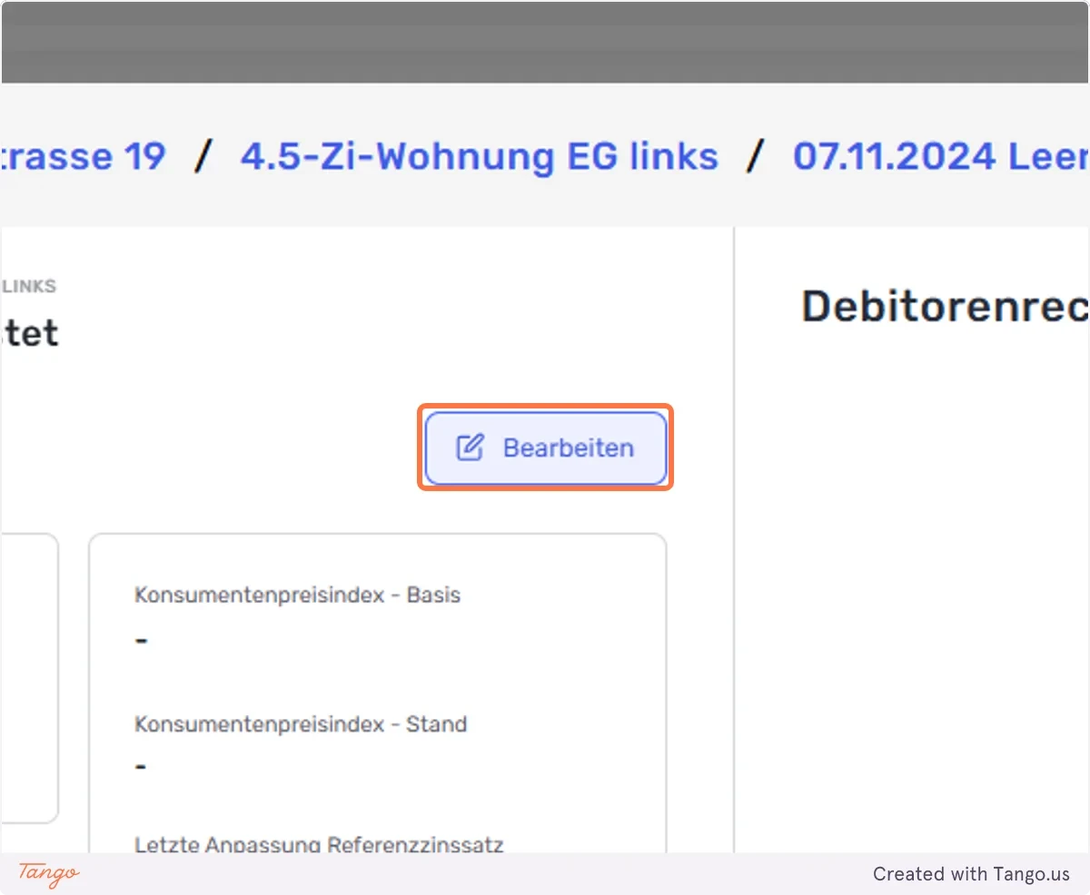 Um die Leerstandsbeträge zu bearbeiten, klicken Sie auf den Button “Bearbeiten”