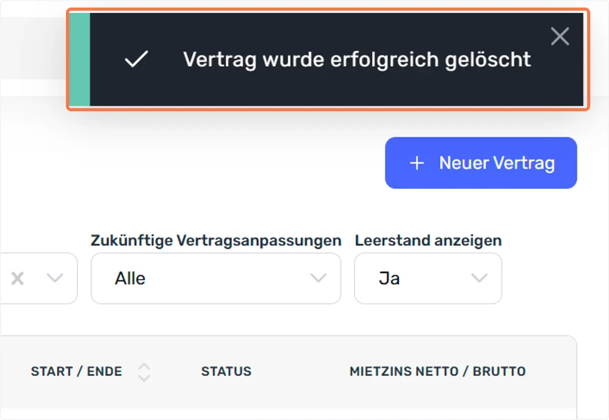 Vertrag wurde erfolgreich gelöscht