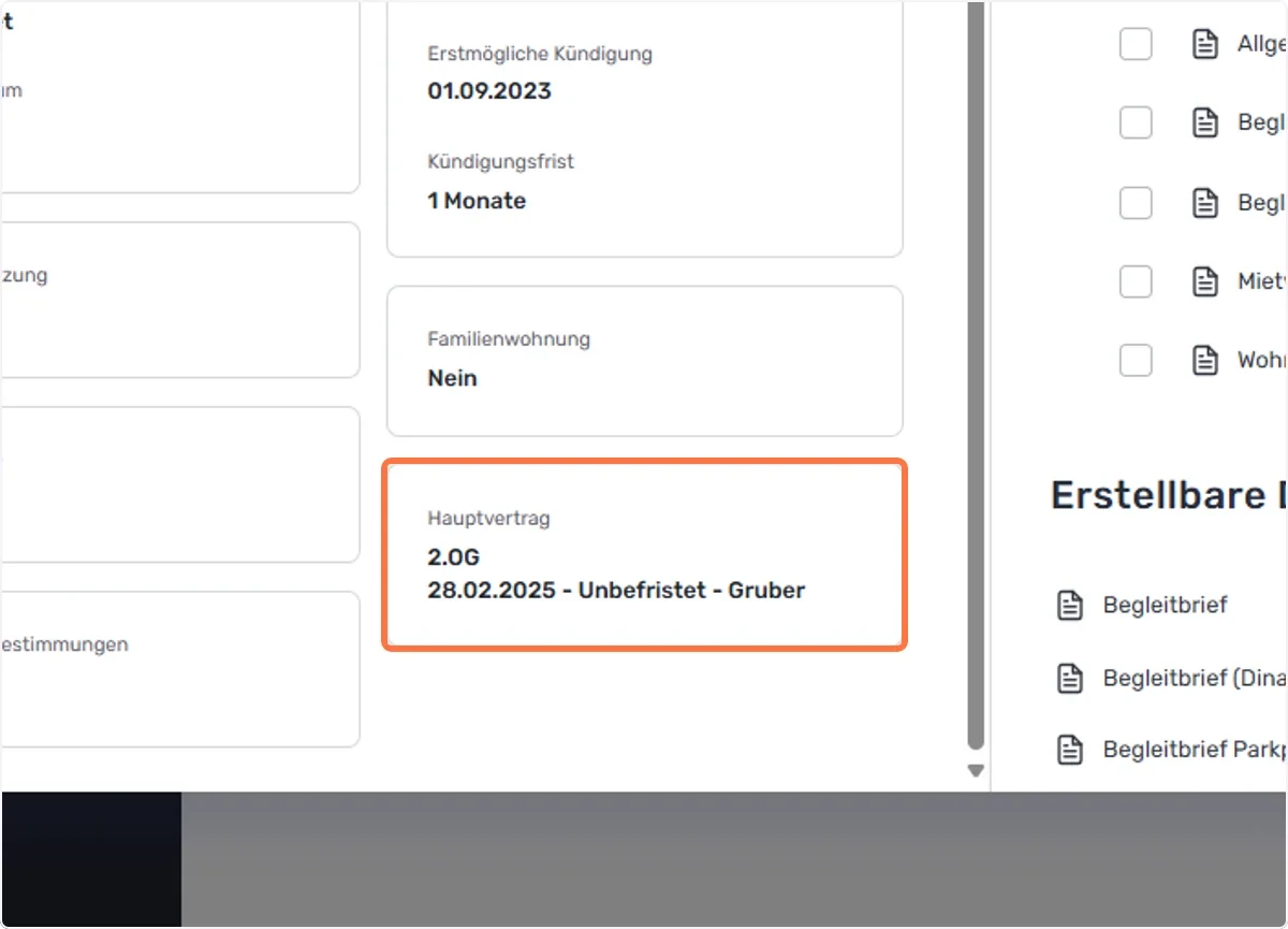 Vertragsdetailansicht