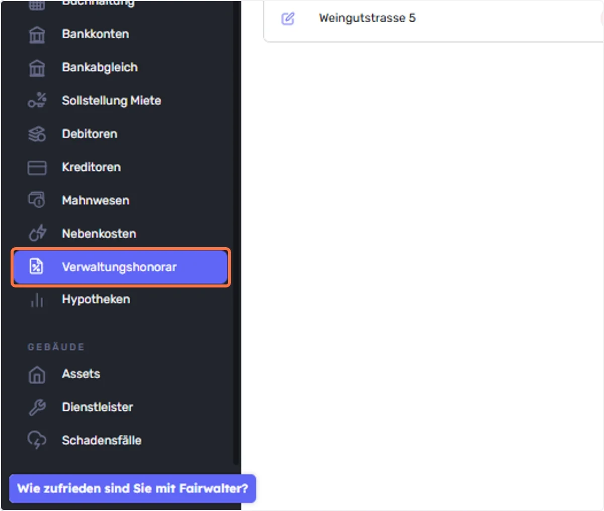 Verwaltungshonorar konfigurieren