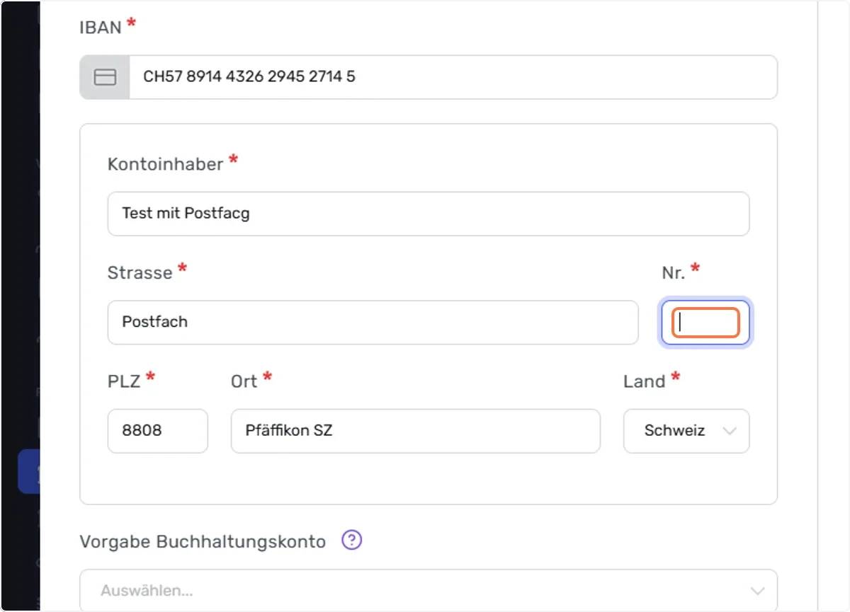 Vorgehen bei Postfachanschriften