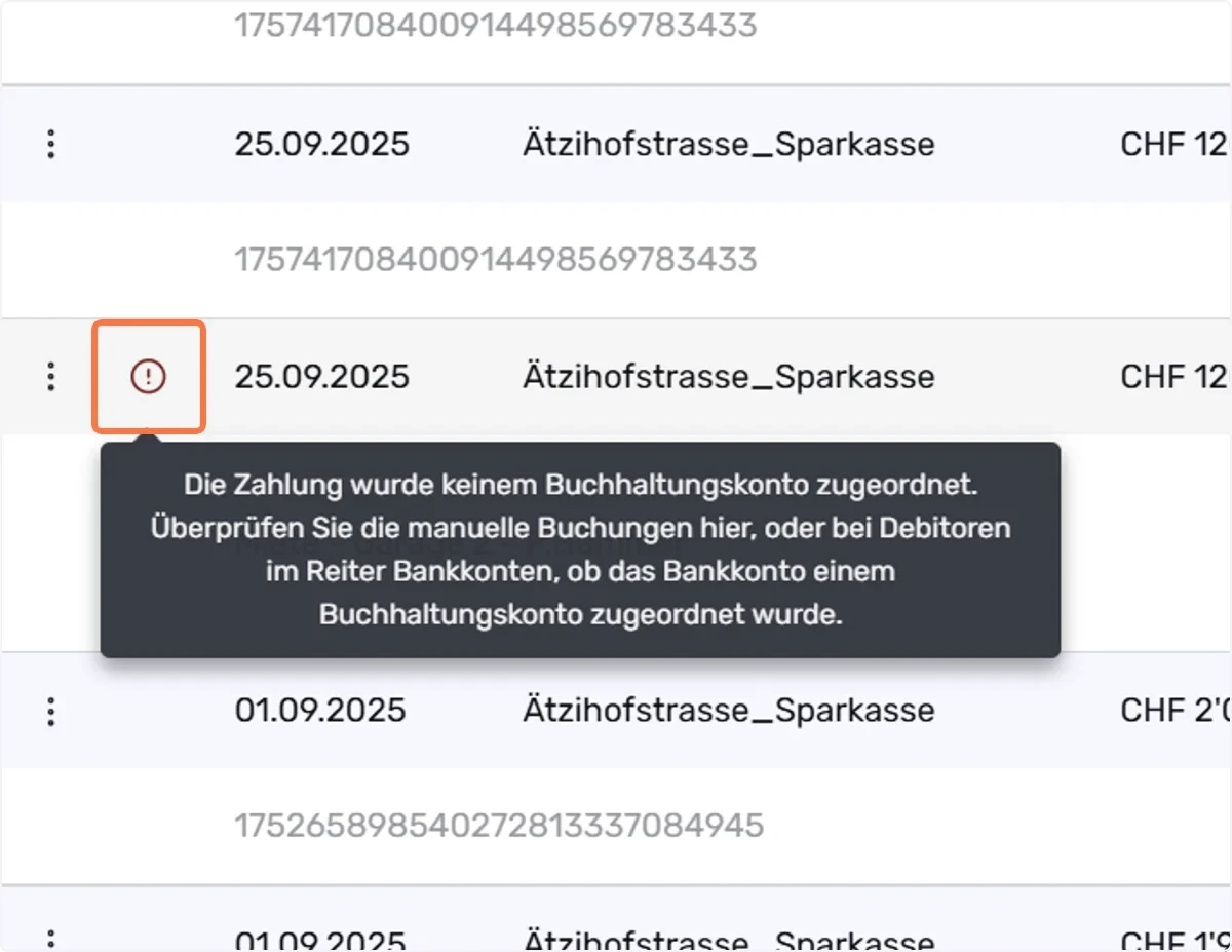 Zuordnung von Zahlungen zu Buchhaltungskonten prüfen