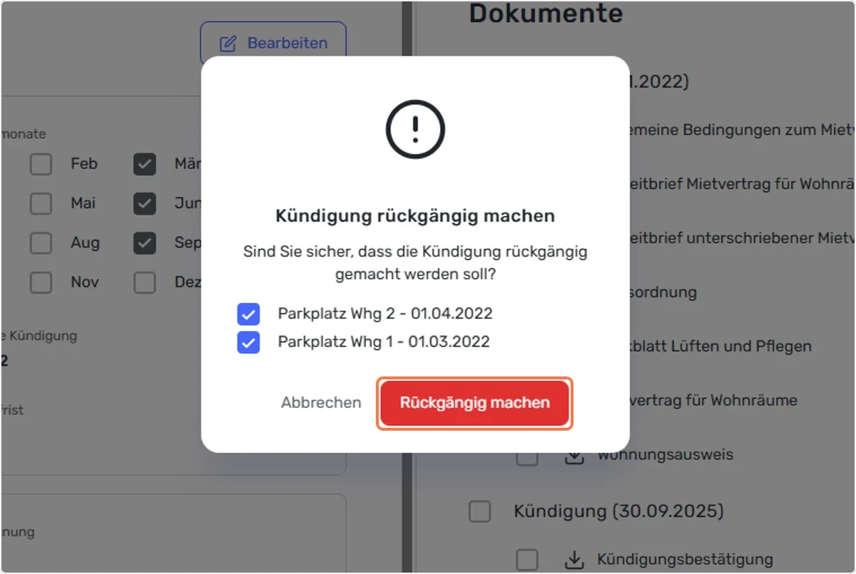 Zusätzlich gekündigte Nebenverträge