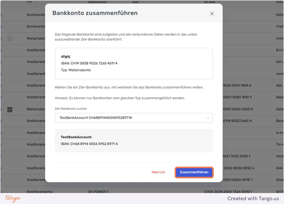 Zusammenführen des Accounts